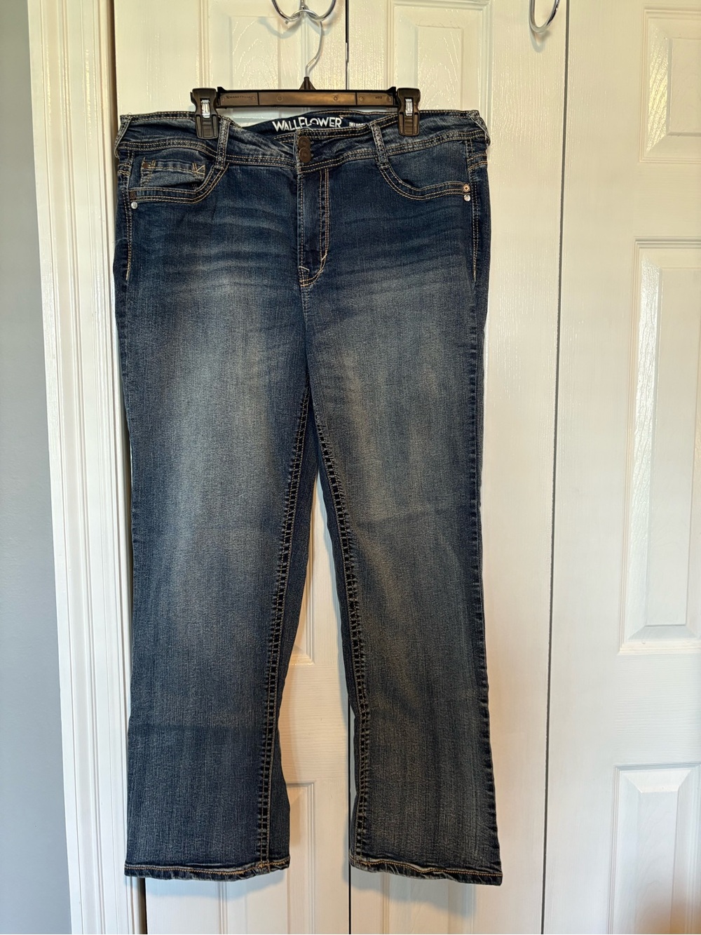 Wallflower Dark Blue Boot Cut Jeans with Embroidered Back Pockets